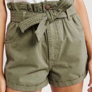 Abercrombie & Fitch Paperbag Highwaist Tie Green Shorts